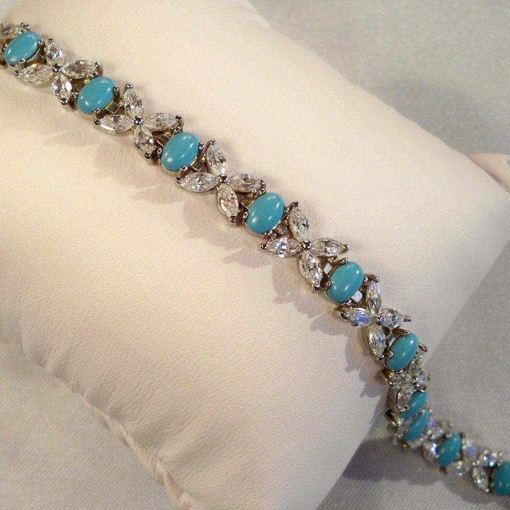 NEW Cubic Zirconias, Turquoise Silver DESIGNER Bracelet